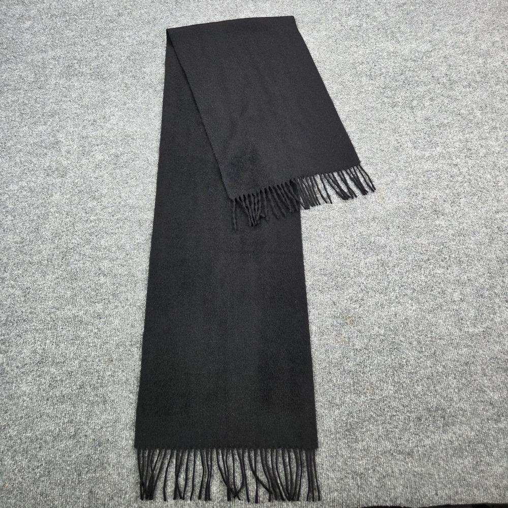 Scarf Mens Womens One Size Black 100% Lambswool Fringe Soft Winter Neck Warmer